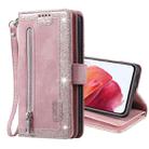 For Samsung Galaxy S21 5G Nine Card Zipper Bag Horizontal Flip Leather Case With Holder & Card Slots & Photo Frame & Wallet(Pink) - 1