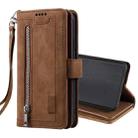 For Samsung Galaxy S21+ 5G Nine Card Zipper Bag Horizontal Flip Leather Case With Holder & Card Slots & Photo Frame & Wallet(Brown) - 1
