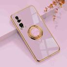 For OPPO Find X2 6D Electroplating Full Coverage Silicone Protective Case with Magnetic Ring Holder(Light Purple) - 1