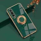 For OPPO Find X2 Pro 6D Electroplating Full Coverage Silicone Protective Case with Magnetic Ring Holder(Dark Green) - 1