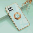 For OPPO Reno4 SE 6D Electroplating Full Coverage Silicone Protective Case with Magnetic Ring Holder(Light Cyan) - 1