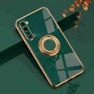 For OPPO Reno3 6D Electroplating Full Coverage Silicone Protective Case with Magnetic Ring Holder(Dark Green) - 1