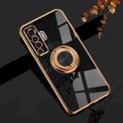 For vivo X50 6D Electroplating Full Coverage Silicone Protective Case with Magnetic Ring Holder(Black) - 1