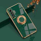 For vivo X50 6D Electroplating Full Coverage Silicone Protective Case with Magnetic Ring Holder(Dark Green) - 1