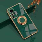 For vivo X50 Pro 6D Electroplating Full Coverage Silicone Protective Case with Magnetic Ring Holder(Dark Green) - 1