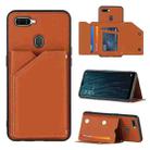 For OPPO A7 / A5s / A12 Skin Feel PU + TPU + PC Back Cover Shockproof Case with Card Slots & Holder & Photo Frame(Brown) - 1