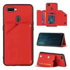 For OPPO A7 / A5s / A12 Skin Feel PU + TPU + PC Back Cover Shockproof Case with Card Slots & Holder & Photo Frame(Red) - 1