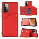 For Samsung Galaxy A72 5G / 4G Skin Feel PU + TPU + PC Back Cover Shockproof Case with Card Slots & Holder & Photo Frame(Red) - 1