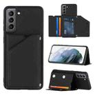 For Samsung Galaxy S21 5G Skin Feel PU + TPU + PC Back Cover Shockproof Case with Card Slots & Holder & Photo Frame(Black) - 1