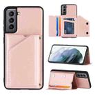 For Samsung Galaxy S21 5G Skin Feel PU + TPU + PC Back Cover Shockproof Case with Card Slots & Holder & Photo Frame(Rose Gold) - 1