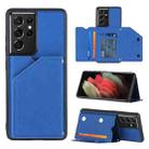 For Samsung Galaxy S21 Ultra 5G Skin Feel PU + TPU + PC Back Cover Shockproof Case with Card Slots & Holder & Photo Frame(Royal Blue) - 1
