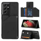 For Samsung Galaxy S21 Ultra 5G Skin Feel PU + TPU + PC Back Cover Shockproof Case with Card Slots & Holder & Photo Frame(Black) - 1