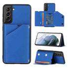 For Samsung Galaxy S21+ 5G Skin Feel PU + TPU + PC Back Cover Shockproof Case with Card Slots & Holder & Photo Frame(Royal Blue) - 1