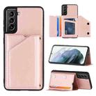 For Samsung Galaxy S21+ 5G Skin Feel PU + TPU + PC Back Cover Shockproof Case with Card Slots & Holder & Photo Frame(Rose Gold) - 1