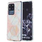For Samsung Galaxy S20 Ultra 3D Electroplating Marble Pattern TPU Protective Case(Pink White) - 1