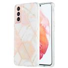 For Samsung Galaxy S21 5G 3D Electroplating Marble Pattern TPU Protective Case(Pink White) - 1