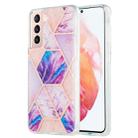 For Samsung Galaxy S21 5G 3D Electroplating Marble Pattern TPU Protective Case(Light Purple) - 1