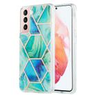 For Samsung Galaxy S21 5G 3D Electroplating Marble Pattern TPU Protective Case(Green) - 1