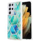 For Samsung Galaxy S21 Ultra 5G 3D Electroplating Marble Pattern TPU Protective Case(Green) - 1