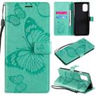 For OnePlus 8T 3D Butterflies Embossing Pattern Horizontal Flip Leather Case with Holder & Card Slot & Wallet(Green) - 1