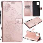 For OnePlus 8T 3D Butterflies Embossing Pattern Horizontal Flip Leather Case with Holder & Card Slot & Wallet(Rose Gold) - 1