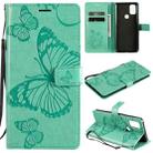 For OnePlus Nord N10 5G 3D Butterflies Embossing Pattern Horizontal Flip Leather Case with Holder & Card Slot & Wallet(Green) - 1