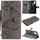 For OnePlus Nord N10 5G 3D Butterflies Embossing Pattern Horizontal Flip Leather Case with Holder & Card Slot & Wallet(Grey) - 1