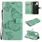 For OnePlus Nord N100 5G 3D Butterflies Embossing Pattern Horizontal Flip Leather Case with Holder & Card Slot & Wallet(Green) - 1