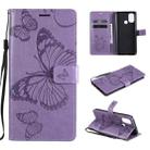 For OnePlus Nord N100 5G 3D Butterflies Embossing Pattern Horizontal Flip Leather Case with Holder & Card Slot & Wallet(Purple) - 1