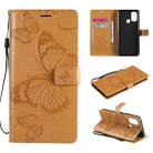 For OnePlus Nord N100 5G 3D Butterflies Embossing Pattern Horizontal Flip Leather Case with Holder & Card Slot & Wallet(Yellow) - 1