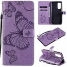 For Xiaomi Mi 10T / Mi 10T Pro 3D Butterflies Embossing Pattern Horizontal Flip Leather Case with Holder & Card Slot & Wallet(Purple) - 1