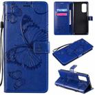 For Xiaomi Mi 10T / Mi 10T Pro 3D Butterflies Embossing Pattern Horizontal Flip Leather Case with Holder & Card Slot & Wallet(Blue) - 1