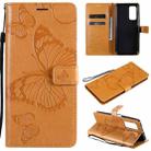 For Xiaomi Mi 10T / Mi 10T Pro 3D Butterflies Embossing Pattern Horizontal Flip Leather Case with Holder & Card Slot & Wallet(Yellow) - 1