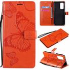 For Xiaomi Mi 10T / Mi 10T Pro 3D Butterflies Embossing Pattern Horizontal Flip Leather Case with Holder & Card Slot & Wallet(Orange) - 1