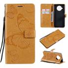 For Xiaomi Mi 10T Lite 3D Butterflies Embossing Pattern Horizontal Flip Leather Case with Holder & Card Slot & Wallet(Yellow) - 1