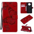 For Xiaomi Mi 10T Lite 3D Butterflies Embossing Pattern Horizontal Flip Leather Case with Holder & Card Slot & Wallet(Red) - 1