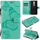 For Nokia 2.4 3D Butterflies Embossing Pattern Horizontal Flip Leather Case with Holder & Card Slot & Wallet(Green) - 1