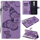 For Nokia 2.4 3D Butterflies Embossing Pattern Horizontal Flip Leather Case with Holder & Card Slot & Wallet(Purple) - 1