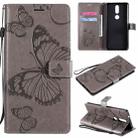 For Nokia 2.4 3D Butterflies Embossing Pattern Horizontal Flip Leather Case with Holder & Card Slot & Wallet(Grey) - 1