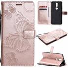 For Nokia 2.4 3D Butterflies Embossing Pattern Horizontal Flip Leather Case with Holder & Card Slot & Wallet(Rose Gold) - 1