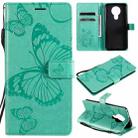 For Nokia 3.4 3D Butterflies Embossing Pattern Horizontal Flip Leather Case with Holder & Card Slot & Wallet(Green) - 1