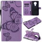 For Nokia 3.4 3D Butterflies Embossing Pattern Horizontal Flip Leather Case with Holder & Card Slot & Wallet(Purple) - 1