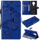 For Nokia 3.4 3D Butterflies Embossing Pattern Horizontal Flip Leather Case with Holder & Card Slot & Wallet(Blue) - 1
