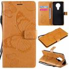 For Nokia 3.4 3D Butterflies Embossing Pattern Horizontal Flip Leather Case with Holder & Card Slot & Wallet(Yellow) - 1
