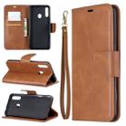 For Galaxy A20s Retro Lambskin Texture Pure Color Horizontal Flip PU Leather Case with Holder & Card Slots & Wallet & Lanyard(Brown) - 1