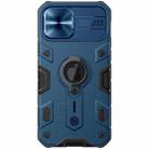 For iPhone 12 / 12 Pro NILLKIN Shockproof CamShield Armor Protective Case with Invisible Ring Holder(Blue) - 1