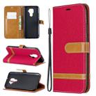 For Huawei Mate 30 Lite Color Matching Denim Texture Horizontal Flip Leather Case with Holder & Card Slots & Wallet & Lanyard(Red) - 1