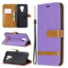 For Huawei Mate 30 Lite Color Matching Denim Texture Horizontal Flip Leather Case with Holder & Card Slots & Wallet & Lanyard(Purple) - 1