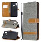 For Galaxy A10s Color Matching Denim Texture Horizontal Flip Leather Case with Holder & Card Slots & Wallet & Lanyard(Grey) - 1