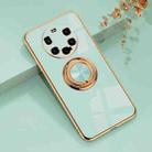 For Huawei Mate 40 Pro+ 6D Electroplating Full Coverage Silicone Protective Case with Magnetic Ring Holder(Light Cyan) - 1
